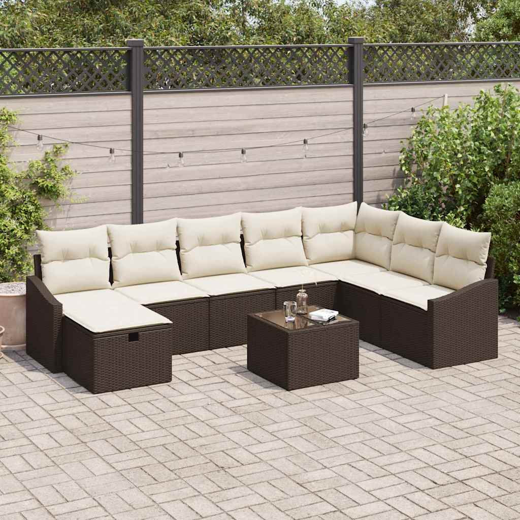Garten-Sofa-Set 9 pcs Braun 55 x 62 x 69 cm Poly Rattan